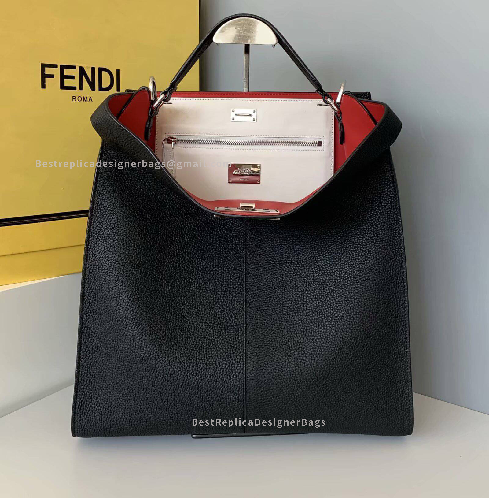Fendi Peekaboo X-Lite Large Black Leather Bag 652